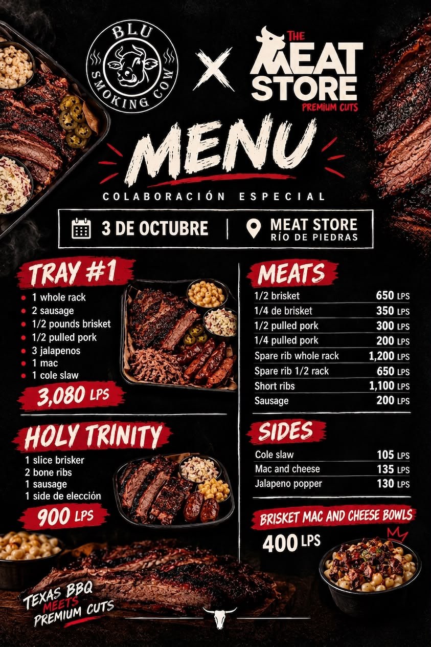 Menú: Blu Smoking Cow × The Meat Store